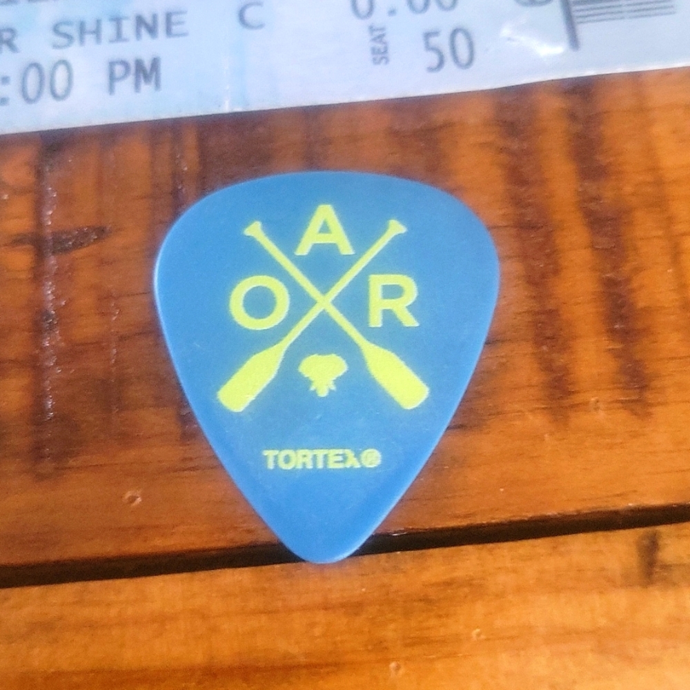 O.A.R. guitar pic w Jerry Depizzo signature & OAR NYC concert stub June 2019